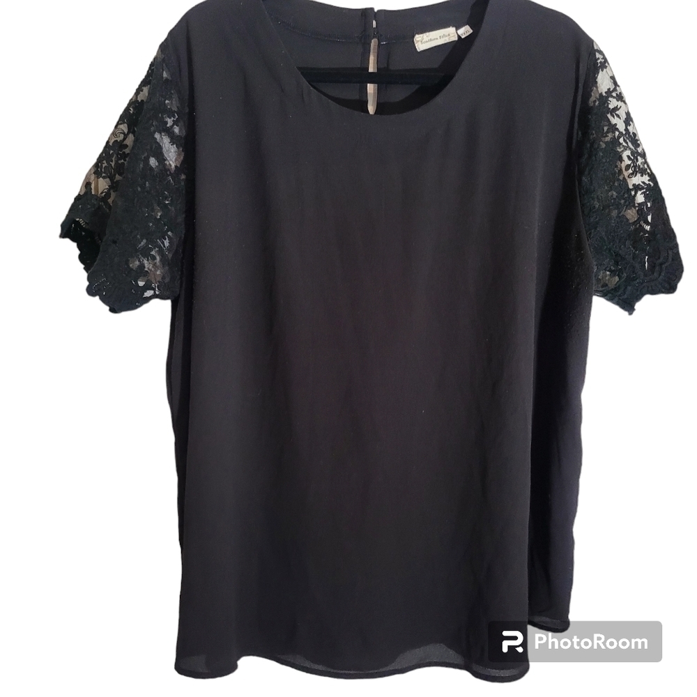 Southern Stitch XXXL Black Lace Short Sleeve Blouse